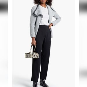 IRO Chelane Leather-Trimmed Waffle Knit Wool Jacket Size 2